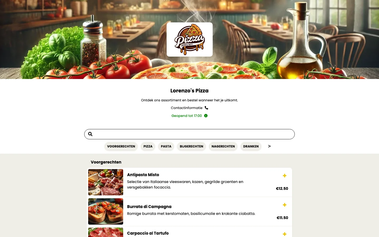 Eigen bestelwebsite