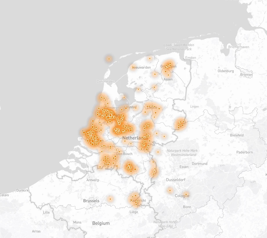 Geografisch rapport in de Retaildesk backoffice: omzet per regio op een kaart van Nederland